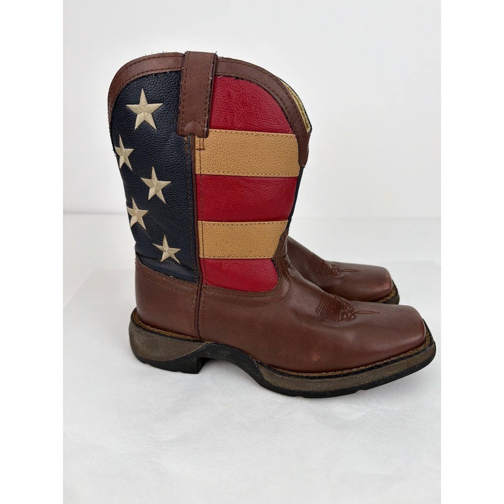 Durango Lil Rebel Western Boots Kids 5M Brown American Flag Patriotic Cowboy